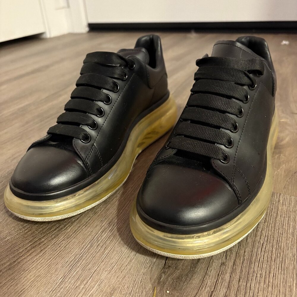 Alexander McQueen Leather Oversized Sneakers Clear Bottom Womens Size 8.5-9
